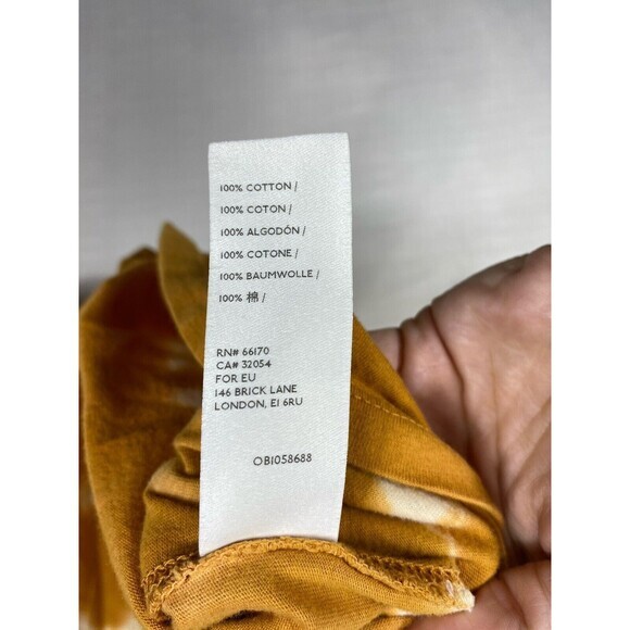 We The Free People Sz XS Yellow White Tie Dye Top Boho Long Sleeve Crew Neck Tee - Picture 4 of 4